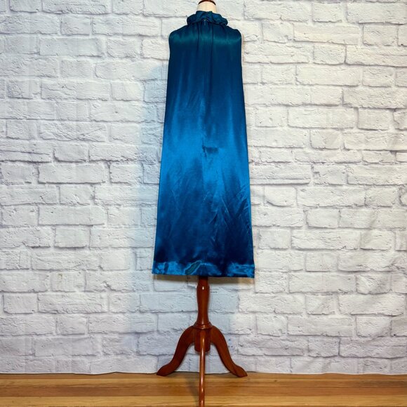 Cos Teal Satin Midi Dress - Picture 2 of 6